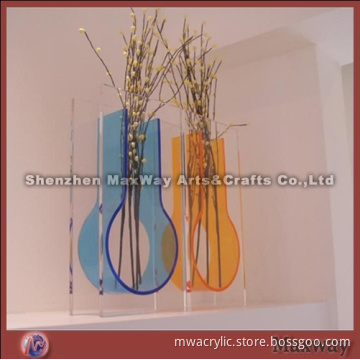 Epoxy bonded elegant colorized wall mounted acrylic vase/flower holder
